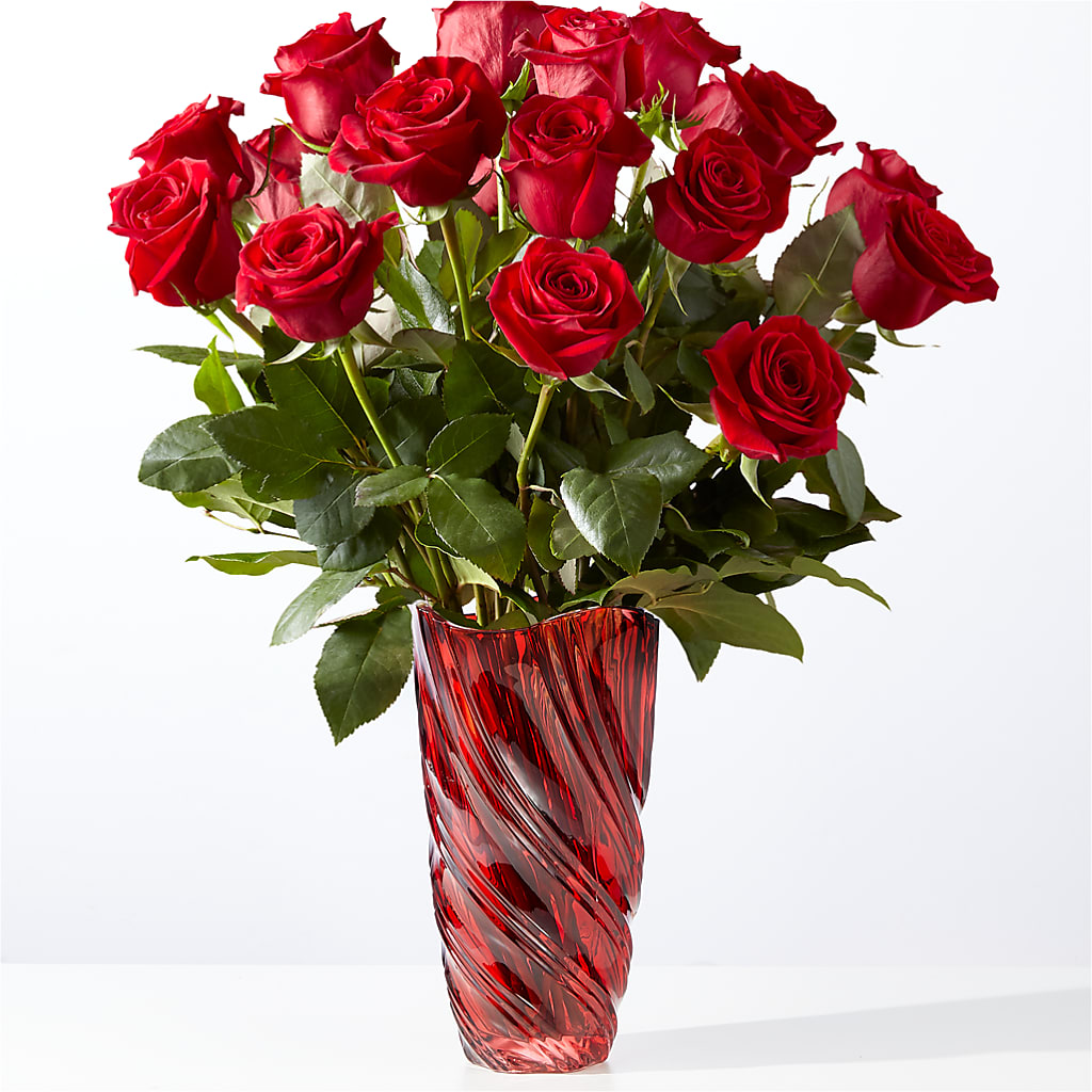 Classic Love Red Rose Bouquet with Luxe Swirl Vase – PIKE CREEK FLOWERS & GIFTS, Wilmington DE