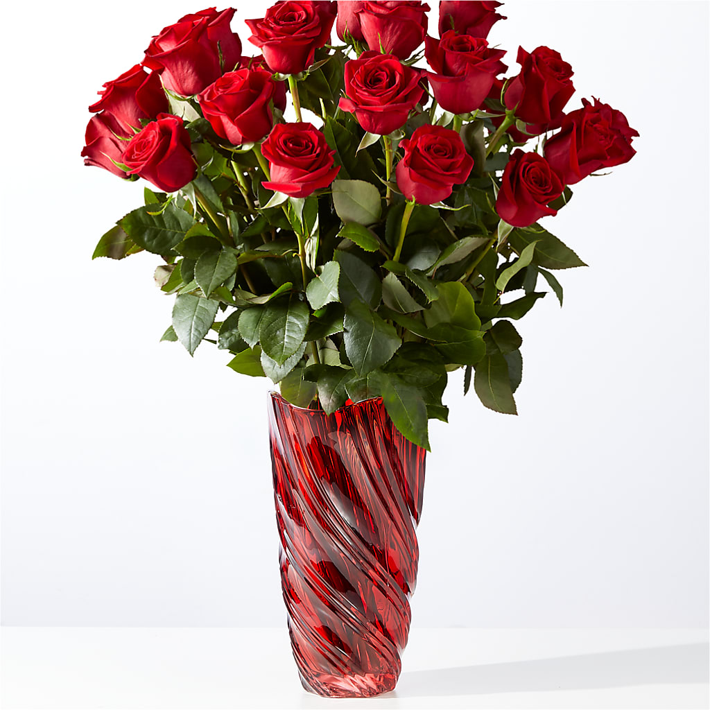 Classic Love Red Rose Bouquet with Luxe Swirl Vase – PIKE CREEK FLOWERS & GIFTS, Wilmington DE