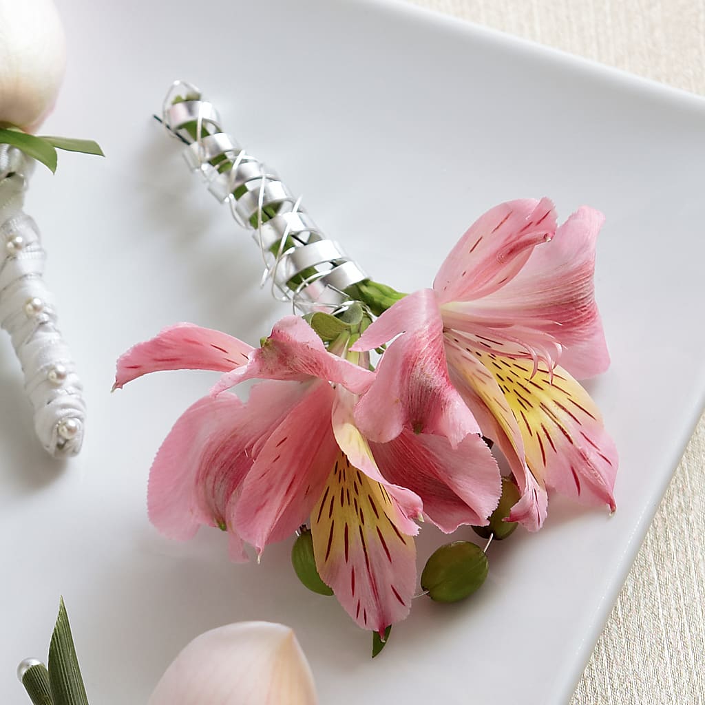 Pink Peruvian Lily Boutonniere – PIKE CREEK FLOWERS & GIFTS, Wilmington DE