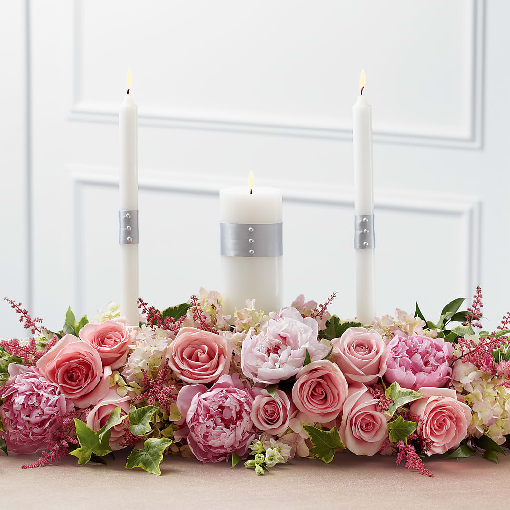 Worldwide Romance Unity Candle Arrangement – PIKE CREEK FLOWERS & GIFTS, Wilmington DE