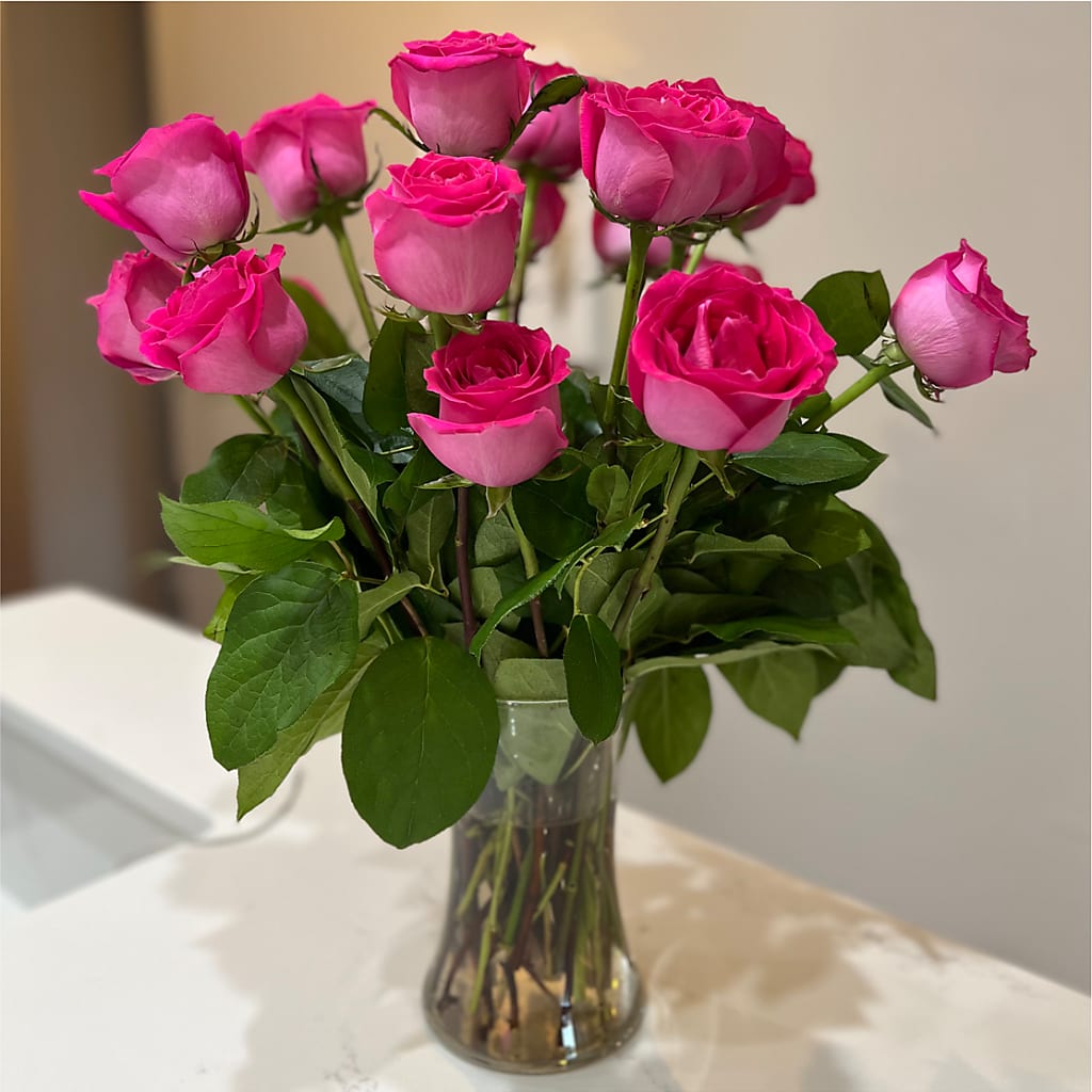 Long Stem Pink Rose Bouquet – PIKE CREEK FLOWERS & GIFTS, Wilmington DE