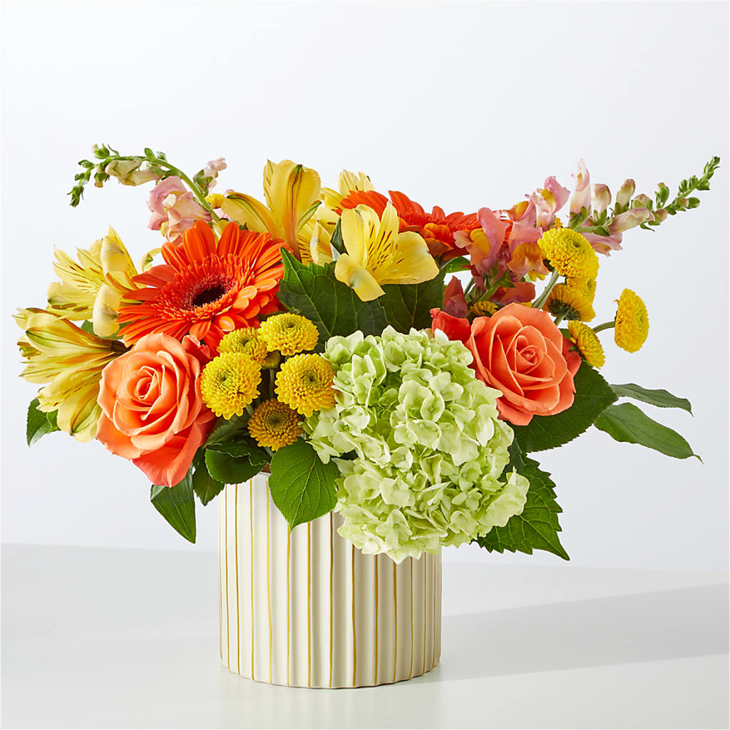 Autumn Sunshine Bouquet with Ivory Vase – PIKE CREEK FLOWERS & GIFTS, Wilmington DE