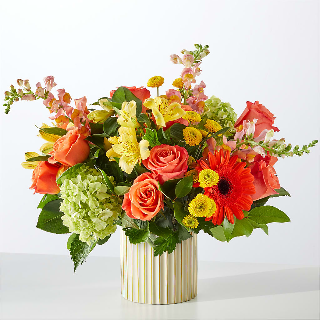 Autumn Sunshine Bouquet with Ivory Vase – PIKE CREEK FLOWERS & GIFTS, Wilmington DE
