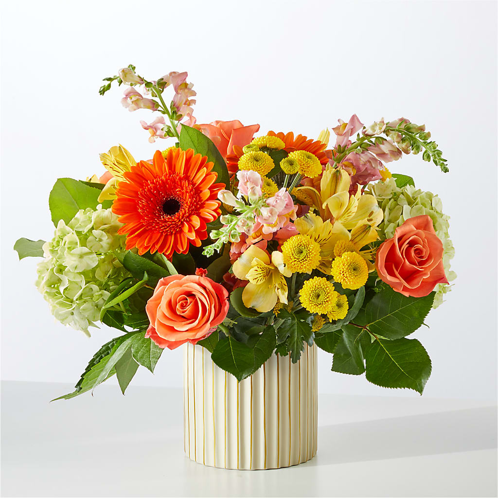 Autumn Sunshine Bouquet with Ivory Vase – PIKE CREEK FLOWERS & GIFTS, Wilmington DE