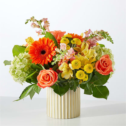 Autumn Sunshine Bouquet with Ivory Vase – PIKE CREEK FLOWERS & GIFTS, Wilmington DE