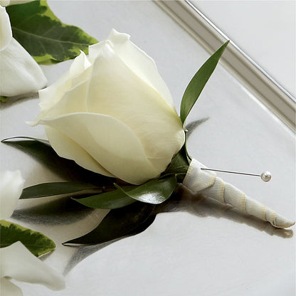 White Rose Boutonniere – PIKE CREEK FLOWERS & GIFTS, Wilmington DE