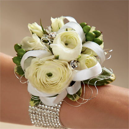 White Wedding Corsage – PIKE CREEK FLOWERS & GIFTS, Wilmington DE